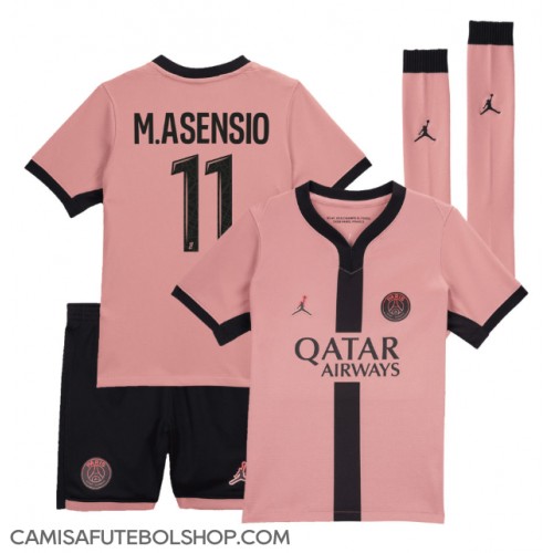 Camisa de time de futebol Paris Saint-Germain Marco Asensio #11 Replicas 3º Equipamento Infantil 2024-25 Manga Curta (+ Calças curtas)